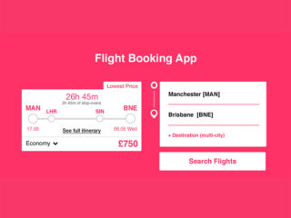 Flight booking app, low fidelity designs